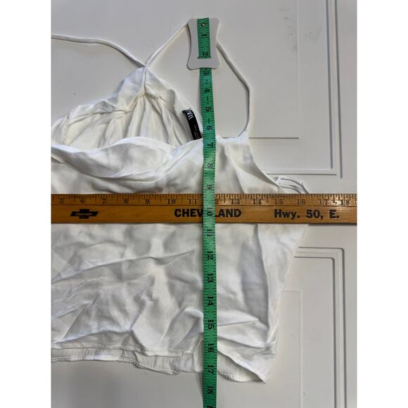 Zara White Draped Slip Tank Top Spaghetti Strap Racerback Size Small - Picture 5 of 5
